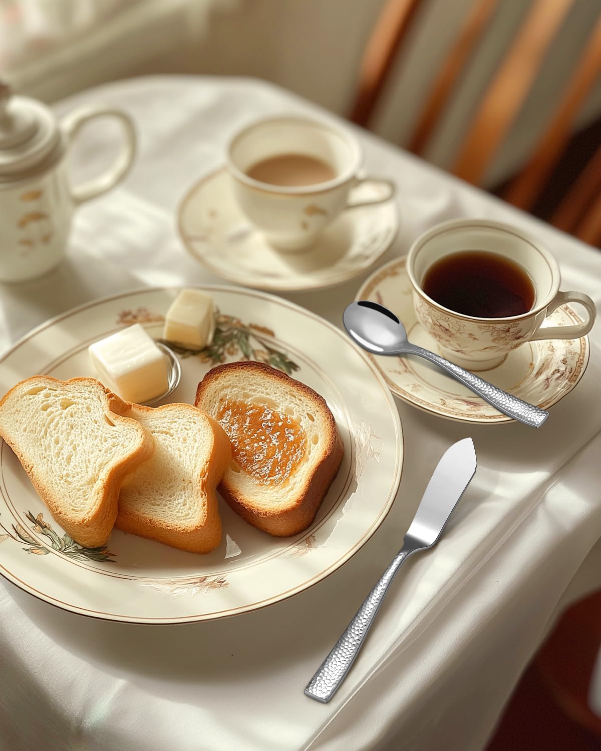 65-Piece Silverware Set with Serving Utensils, Ollex Durable Stainless Steel Hammered Flatware Set for 12 with Knives Forks Spoons Large Serving utensil Set for Home Restaurant, Dishwasher Safe