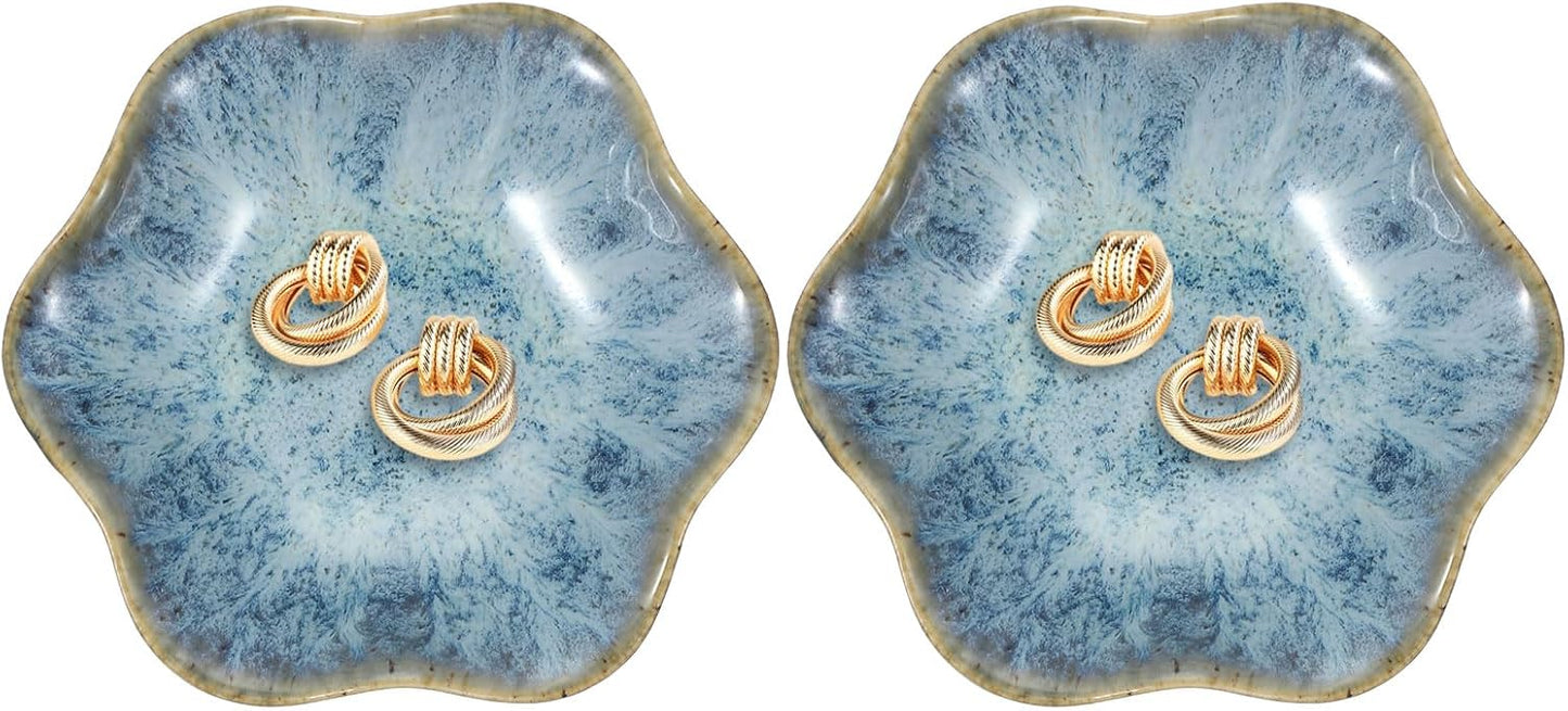 uxcell 2Pcs Ceramics Jewelry Plate, Lotus Leaf Shape Key Holder Bowl for Entryway Table Decor Small Ring Tray Dish Gift for Women Girlfriend, Cold Ash