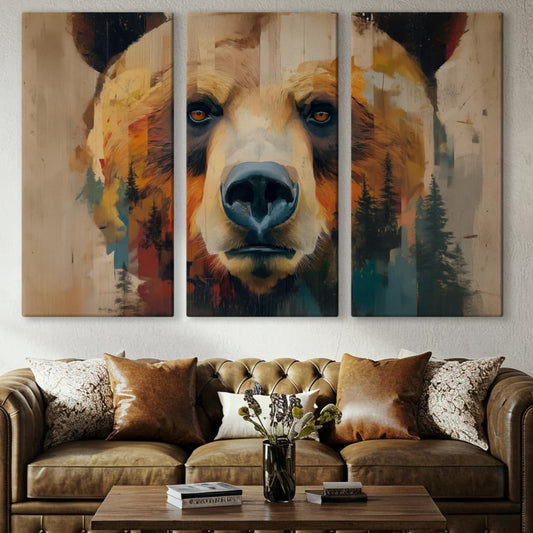 Wildlife Canvas Prints - Wild Animals Home Decor - Medium, Large, and Extra Large Wall Art for Living Room, Bathroom, Kitchen (The Forest Spirit, 31L" x 47W" - 3 Panels)