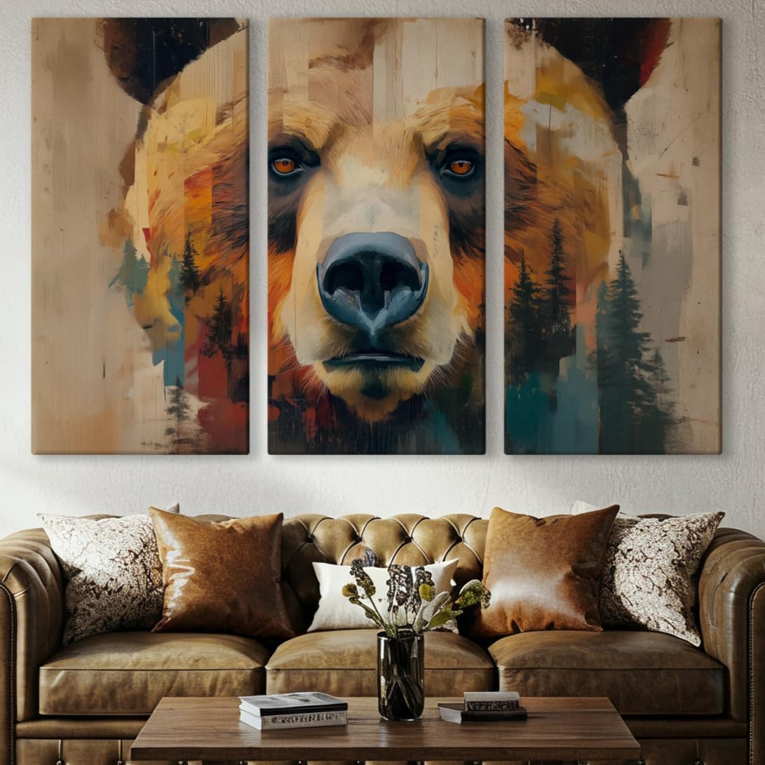 Wildlife Canvas Prints - Wild Animals Home Decor - Medium, Large, and Extra Large Wall Art for Living Room, Bathroom, Kitchen (The Forest Spirit, 39L" x 59W" - 3 Panels)