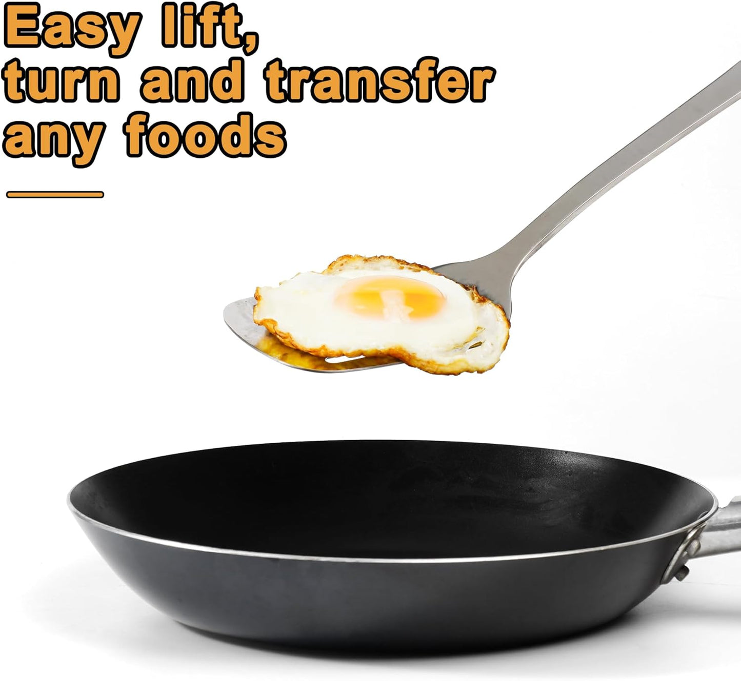 FJNATINH Stainless Steel Wok Spatula,Slotted Spatulas,Ladle,Skimmer Ladle Tool Set,Mirror Polished Cooking Utensils Kitchen Cookware, Pack of 4,Sliver