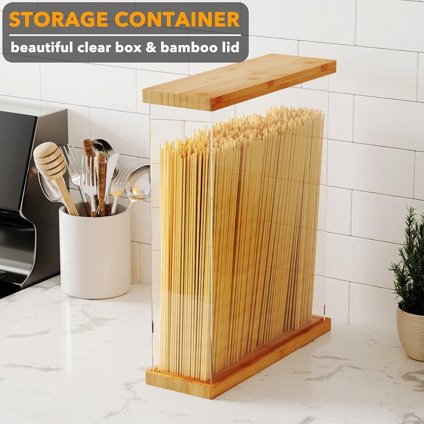 SpaceAid Bamboo Food Storage Container - Airtight Cereal Containers with Lids, Kitchen Cereal Canisters Pantry Organizers and Storage for Rice, Flour, Coffee, Snack, Large 1 Pack