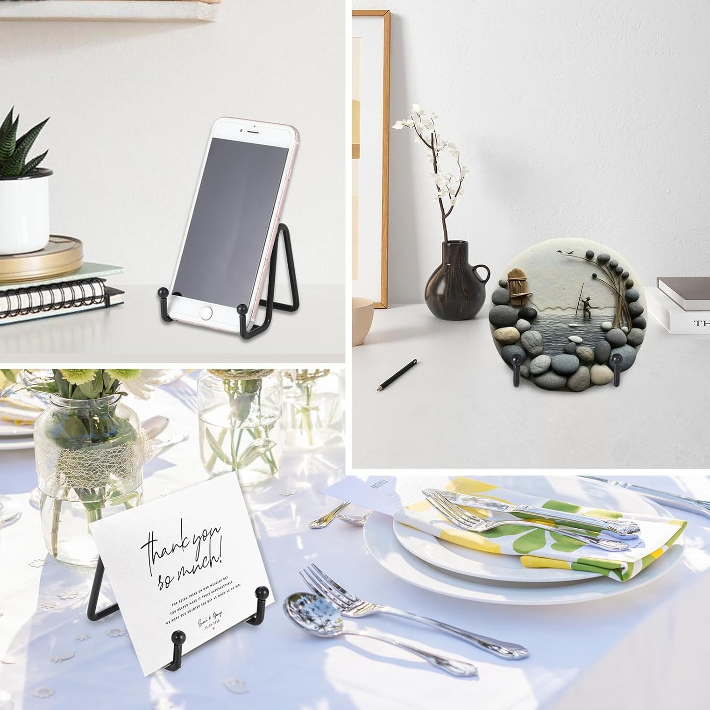 LIONWEI LIONWELI Black Decorative Plate Stand Holder Picture Frame Stand Easel Display Stand