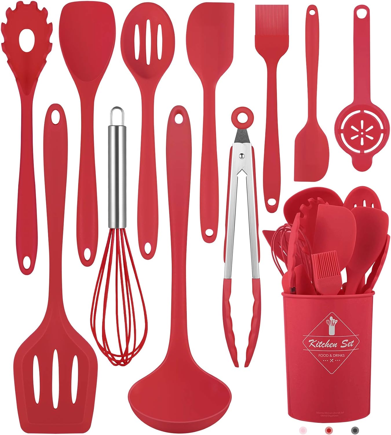 Kitchen Utensils Set-12 Pieces Silicone Cooking Utensils Set (Dishwasher Safe) 392°F Heat Resistant Spatula Set, Nonstick Cookware