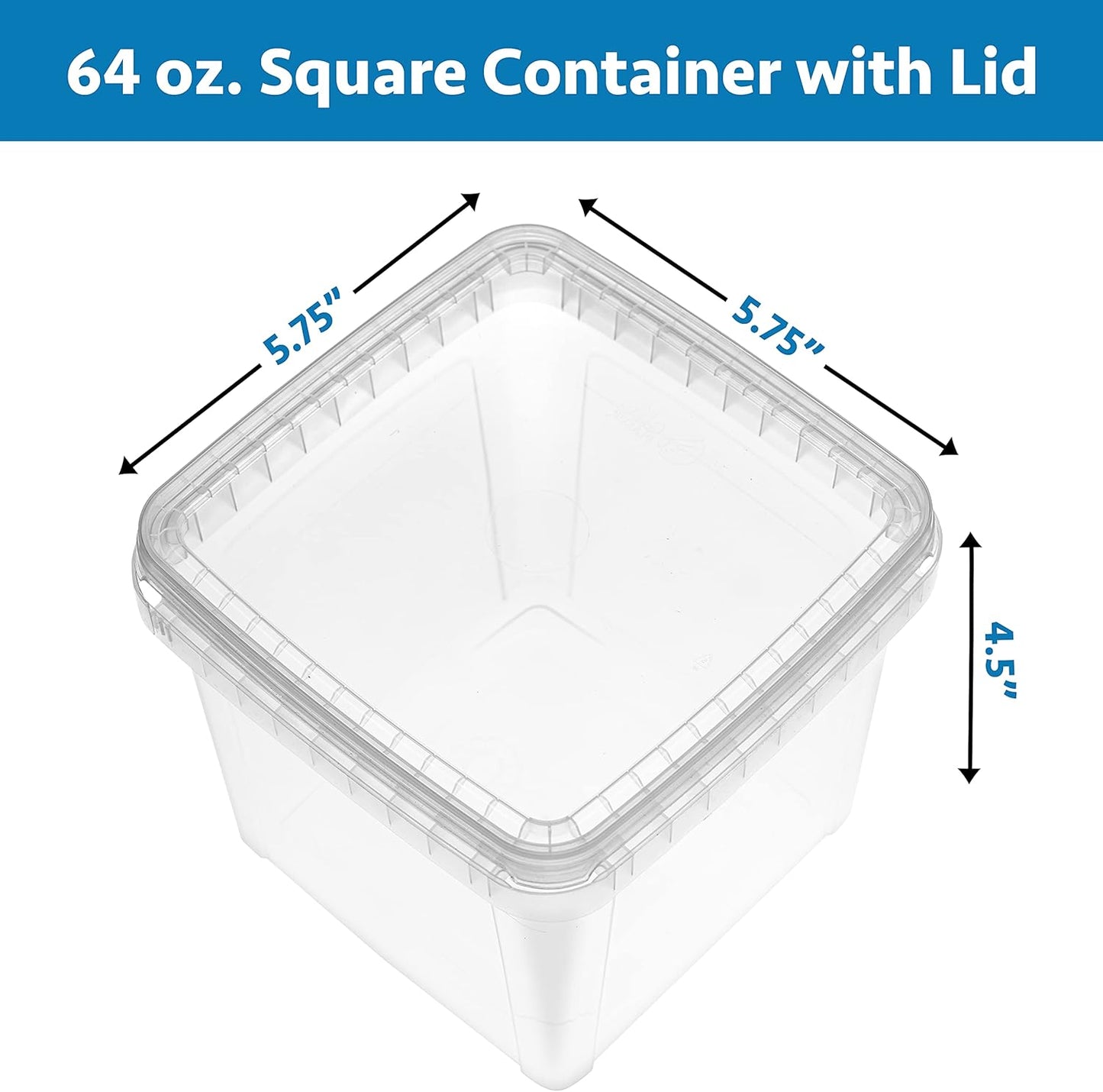 NYHI 64 oz 20 Large Pack Square Clear Deli Containers with Lids Disposable BPA Free Plastic Food Storage Containers with Lids Airtight for Meal Prep Take Out Kitchen