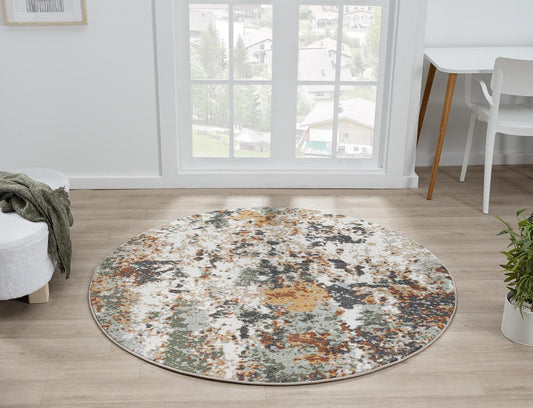 Keen Home Design Area Rugs - 5ft Round Non-Shedding, Abstract Rugs for Kitchen, Living Room, Bedroom, Dining Room, Entryway - Size: 5'3" Round, Multi
