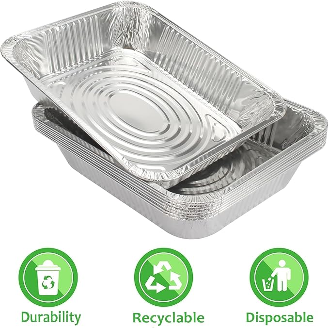 INFINITY EL Disposable Aluminum Foil Pan 25 Pack | Half Shallow 12.5" x 10" x 1.5" Deep Disposable Baking Pan | Heavy Duty Aluminum Pan for Roasting Turkey, Lasagna, Thanksgiving, Christmas & Parties