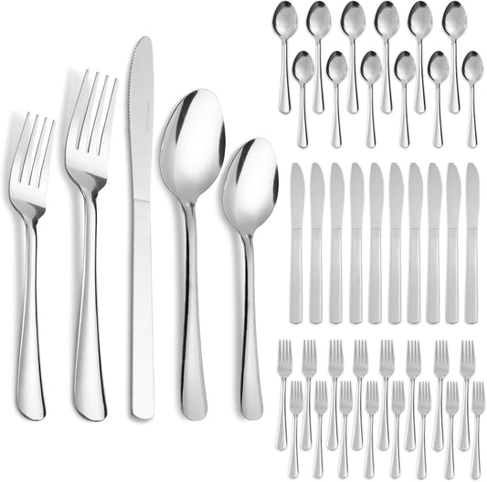 60 PCS Silverware Set - Windsor Stainless Steel Silverware Set for 12 Kitchen Flatware Set Cutlery Set For Home Restaurant Hotel, Kitchen Dishwasher Safe & Mirror Polished Utensils Set