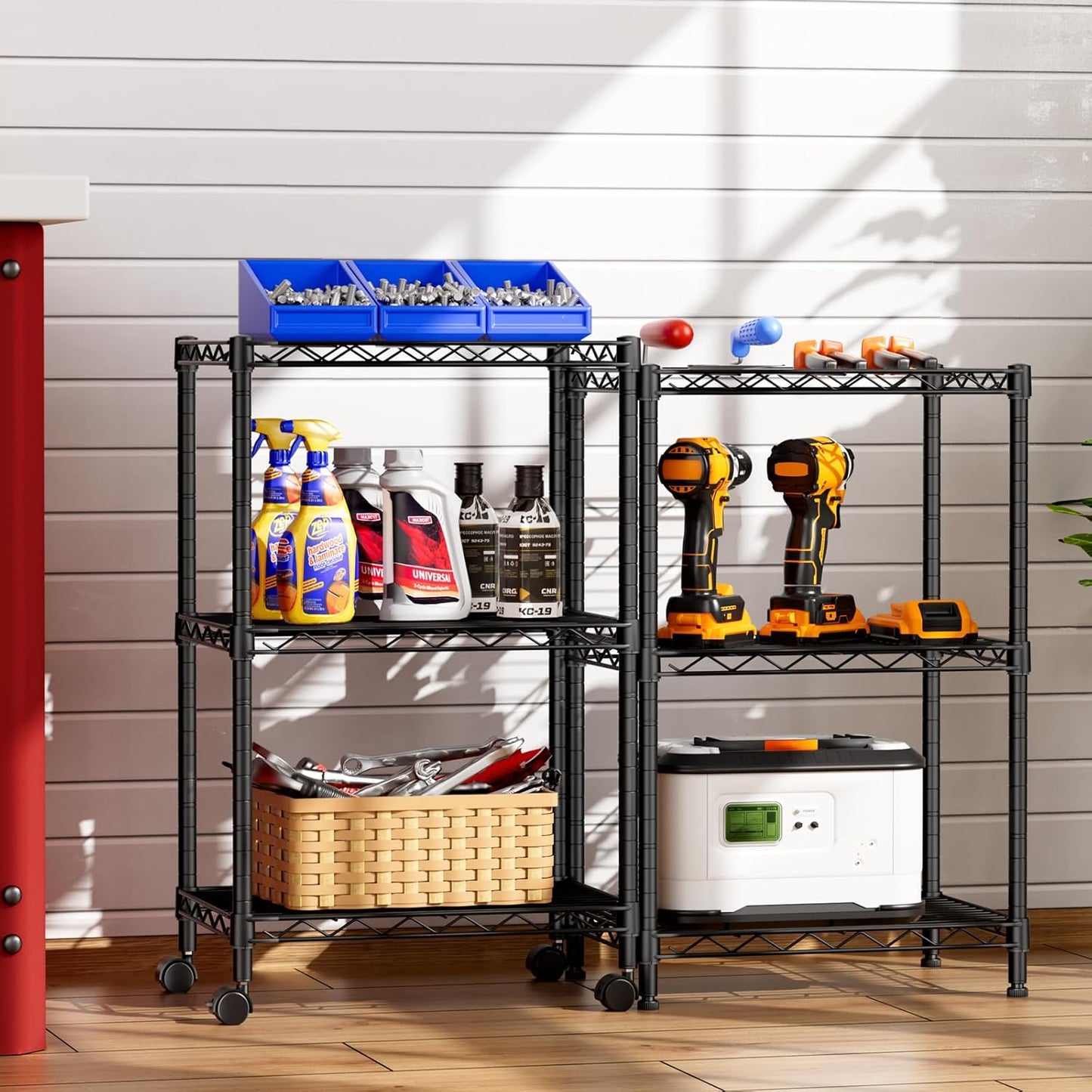 SINGAYE 3 Small Wire Shelves Kitchen Pantry Close Home Organizers and Storage Bathroom Shelf Laundry Room Organization Adjustable Book Metal Garage Shelving Unit