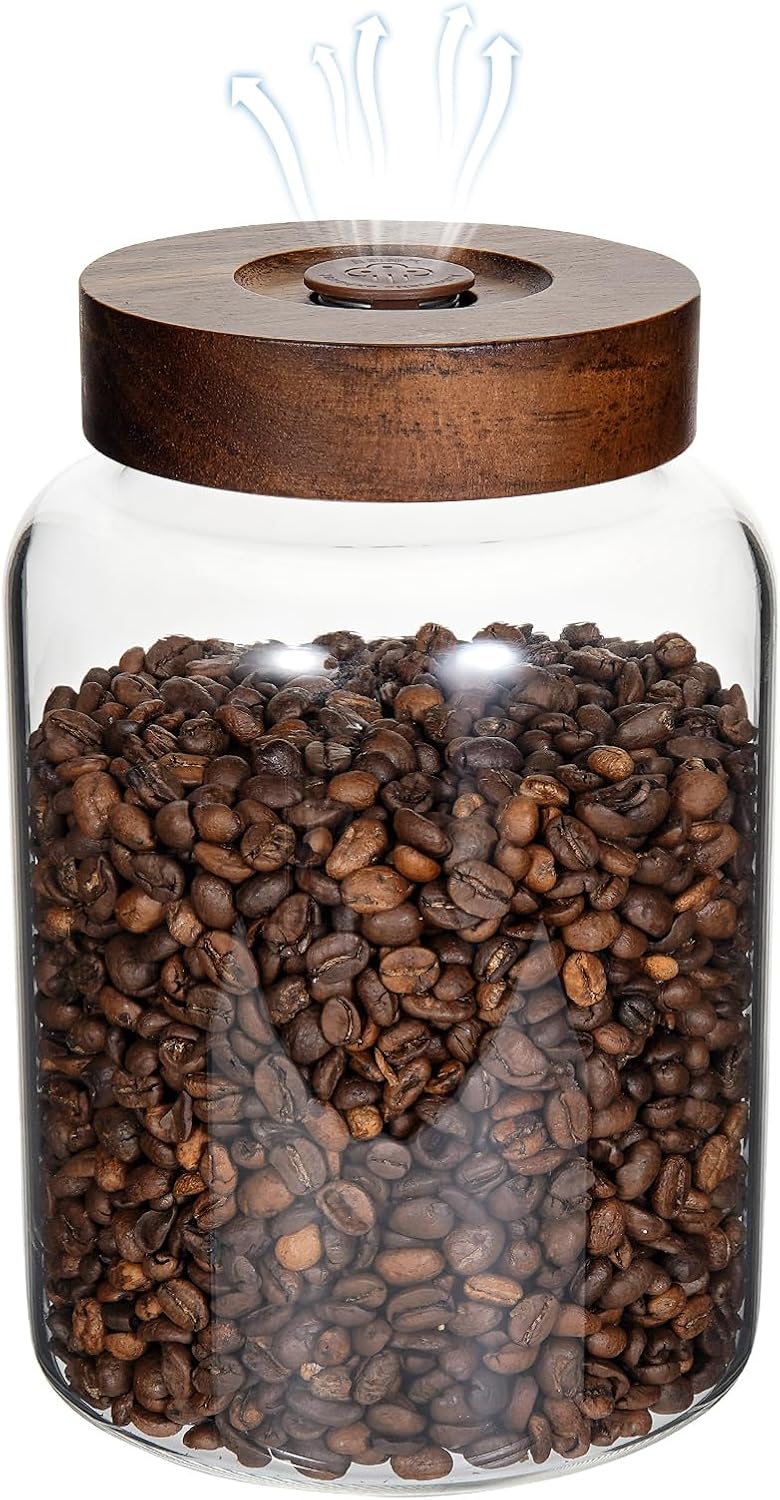 Glass Spice Jars Seasoning Containers Small Glass Jars with Lids Airtight Food Storage Canister for Kitchen Pantry Sugar Tea Coffee Bean Nuts Cookies Herbs Salt (60oz(1800ml)*1 pack)