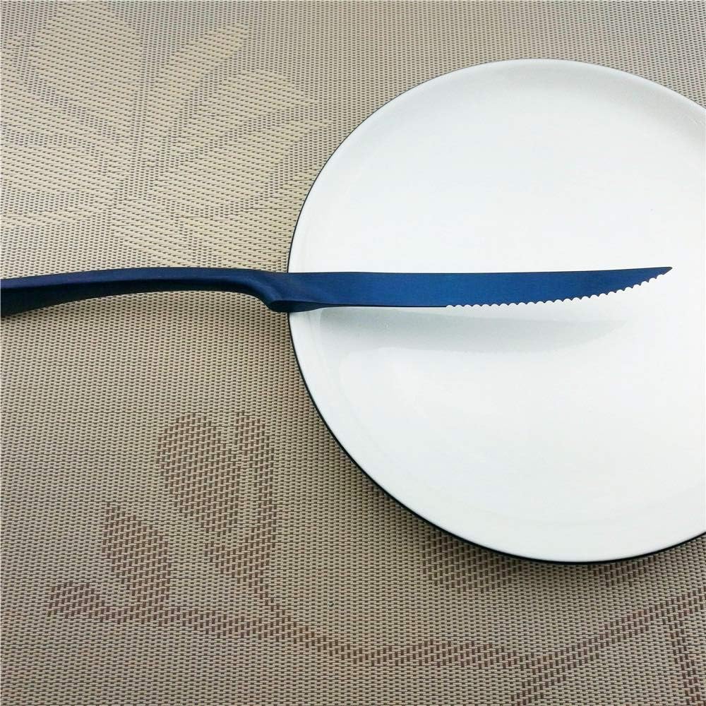 24-Piece Flatware Set,Extra Thick Heavy Duty - 18/10 Stainless Steel Cutlery Sets,High Matte Blue Finish Silverware Flatware Sets Service for 4, Use for Home,Kitchen Utensil Set