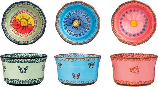 Handmade 7 oz Small Bowls - Ceramic Hand Painted Bowl Great for Ramekins, Dipping, Side Dish, Dessert, Sauce, Ice cream, Appetizer, Sushi in Gift Box, 3.5 inch, Set of 3, Glazed Pink