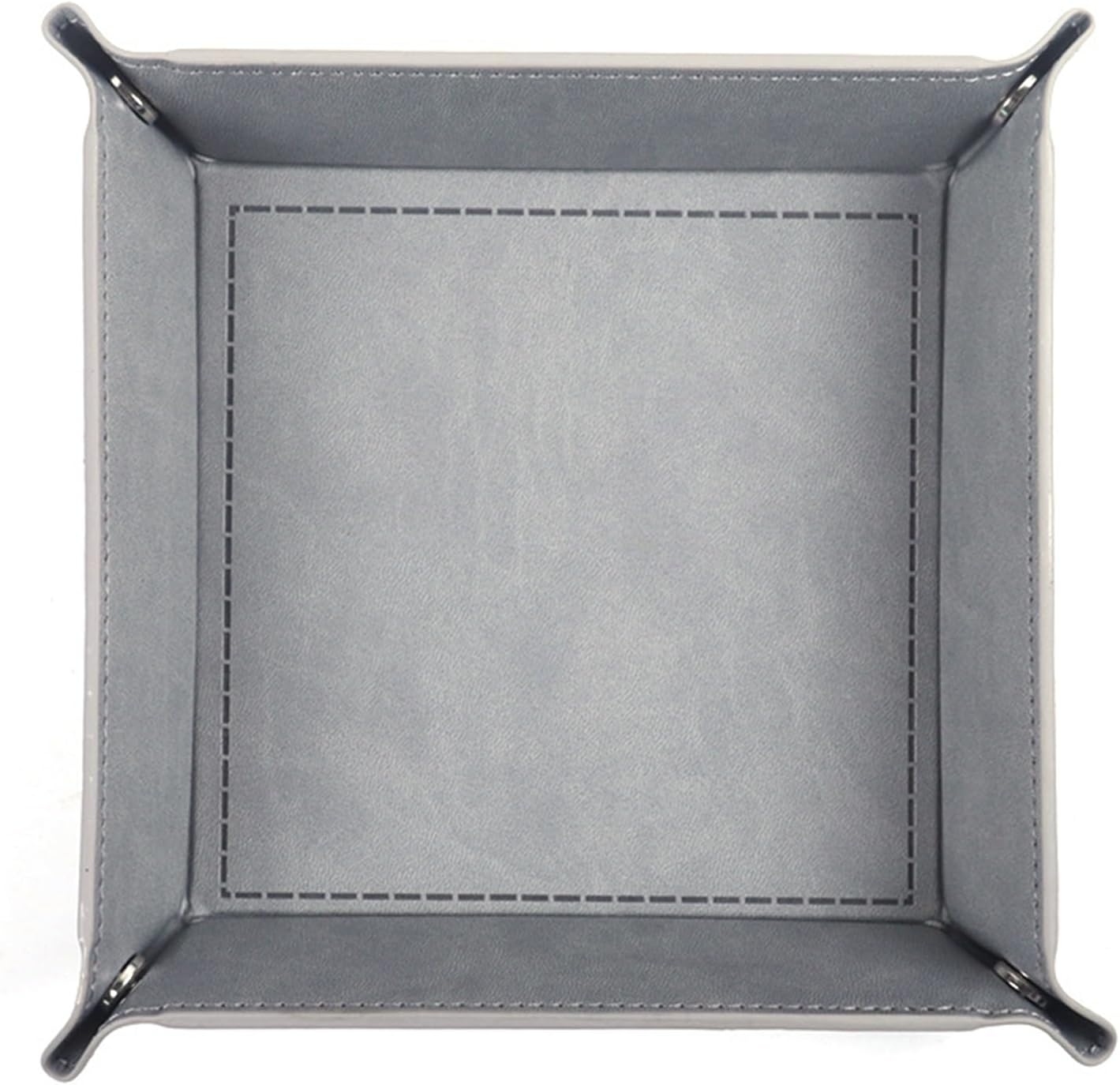 siduater Valet Tray Desktop Storage Organizer - Vegan Leather Catchall Tray Bedside Vanity Tray Nightstand Caddy Holder for Remote Controller, Watch, Keys, Phone, Wallet, Coin, Jewelry - Gray