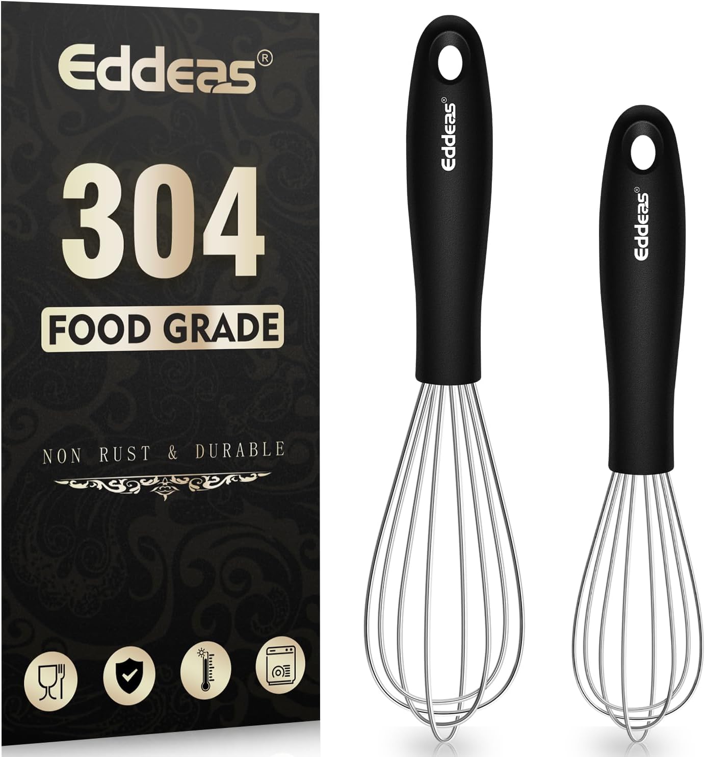 Mini Whisks - 600°F Heat Resistant Small Whisks For Cooking, Heavy Duty Stainless Steel Kitchen Balloon Tiny Whisk, Suitable for Egg, Espresso, Hot chocolate, sauces （7" & 5.5 inch ）