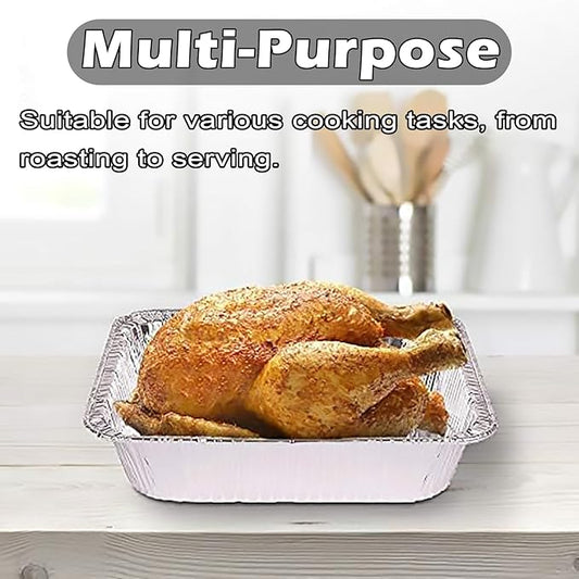 INFINITY EL Disposable Aluminum Foil Pan 25 Pack | Half Size 12.5" x 10" x 2.5" Deep Disposable Baking Pan | Heavy Duty Aluminum Foil Pan for Roasting Turkey, Lasagna, Thanksgiving, Christmas, Party