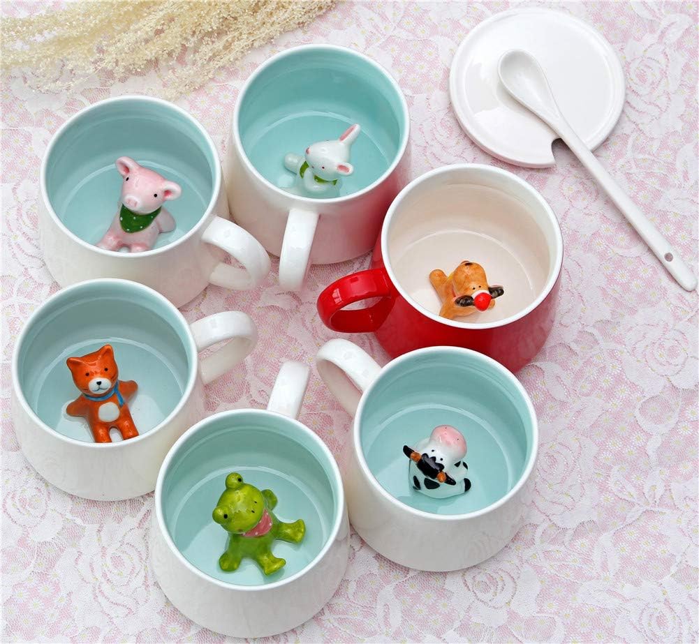 Surprise 3D Coffee Mug Animal Inside 12 oz with Rabbit,Cute Cartoon Handmade Ceramics Cup,Christmas Birthday Surprise for Friends Family or Kids (Rabbit)