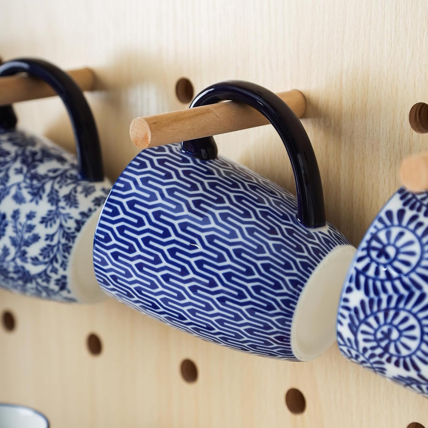 Selamica Ceramic Coffee Mugs Set of 4, 16 OZ Coffee Mug with Handle, Large Coffee Cups for Cappuccino, Tea, Mocha, Cocoa, Dishwasher Microwave Safe, Vintage Blue