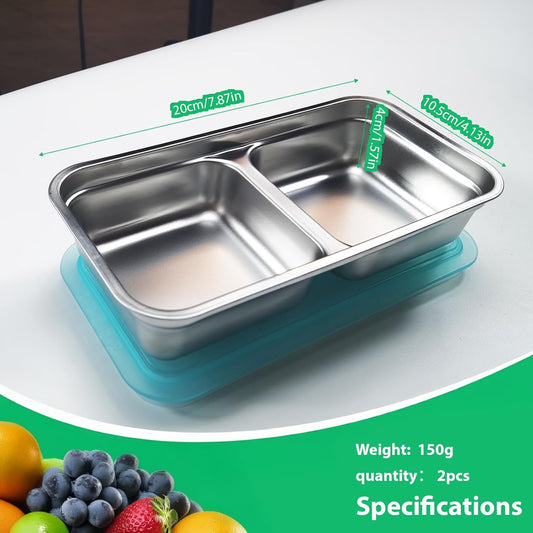 2 PCS stainless steel snack containers, reusable, travel container for condiments and sauces,Snack Containers