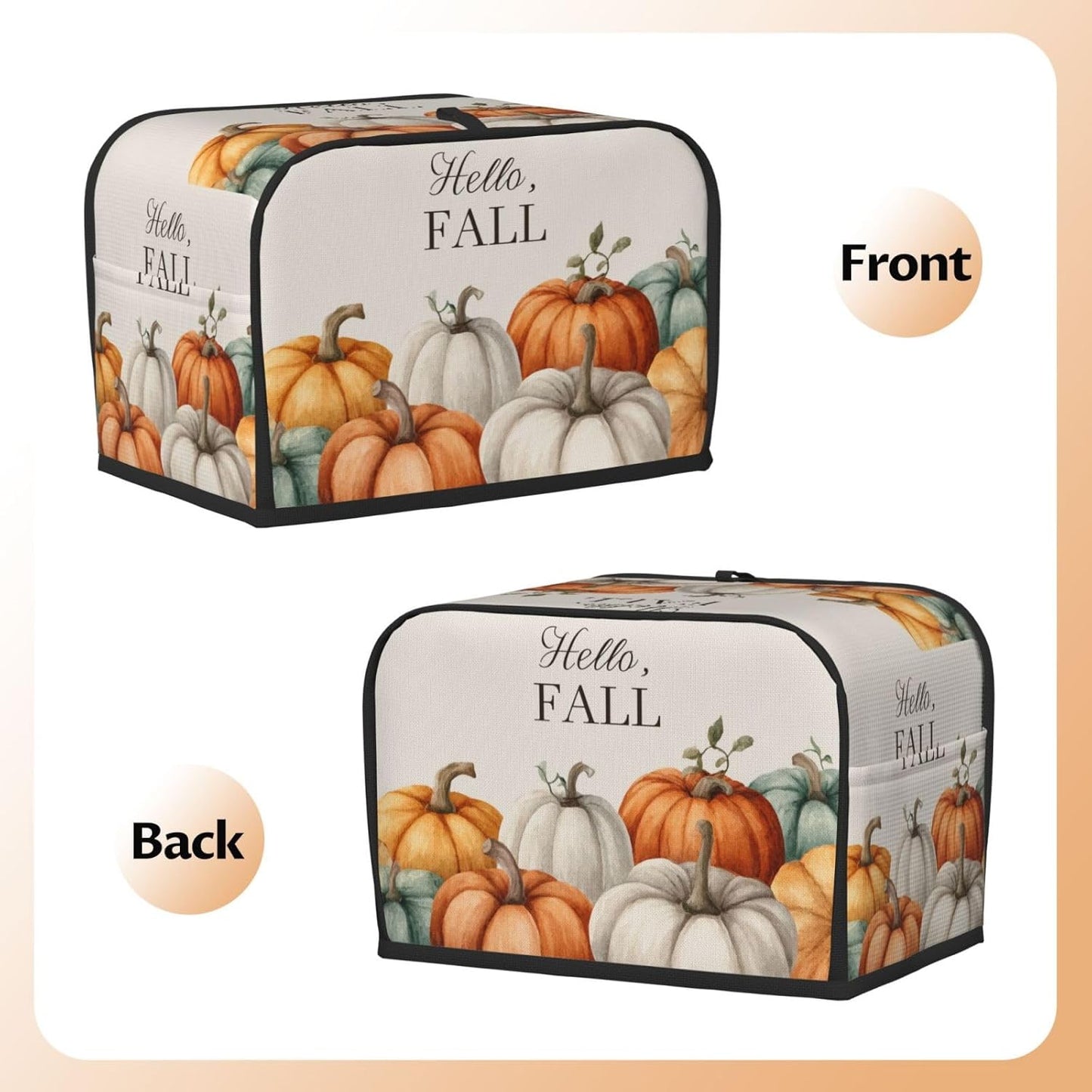 Toaster Cover 2 Slice Pumpkin Fall Autumn Thanksgiving Kitchen Small Appliance Covers with Pockets Dust and Fingerprint Protection