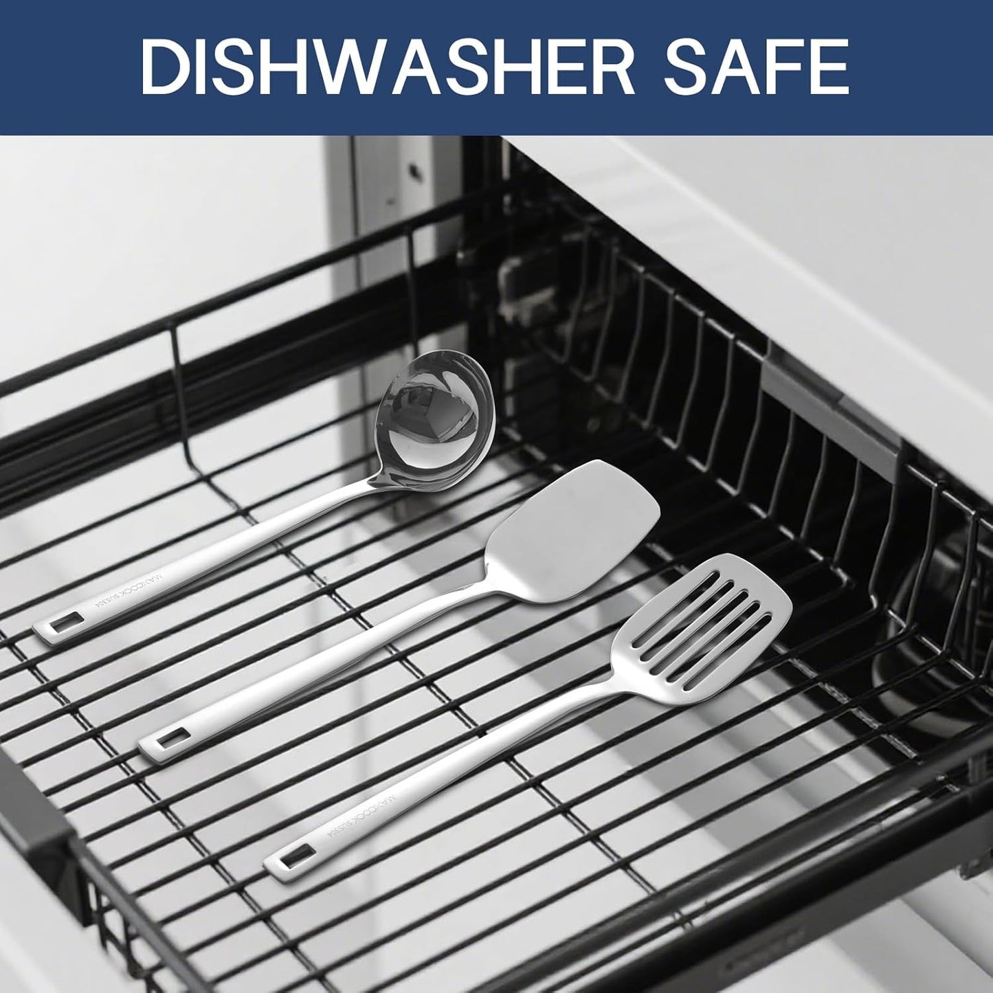 Wok Spatula Set, 18/8 Stainless Steel Kitchen Cooking Utensils Spoon set, 3 Pieces Spatula Set for Kitchen Cooking