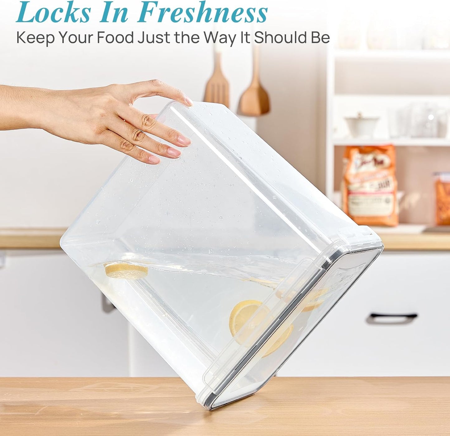 Vtopmart 5 Pack Large Flour and Sugar Storage Containers Set, Airtight Kitchen Pantry Organizers and Storage with Lids for Bulk food, Baking Supplies, BPA Free, Black