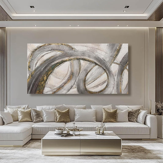 VAYIMDH Canvas Wall Art for Living Room Large Graffiti Wall Decor Grey and Beige Picture Painting for Home Office Bedroom 29"x 58" Ready to Hang