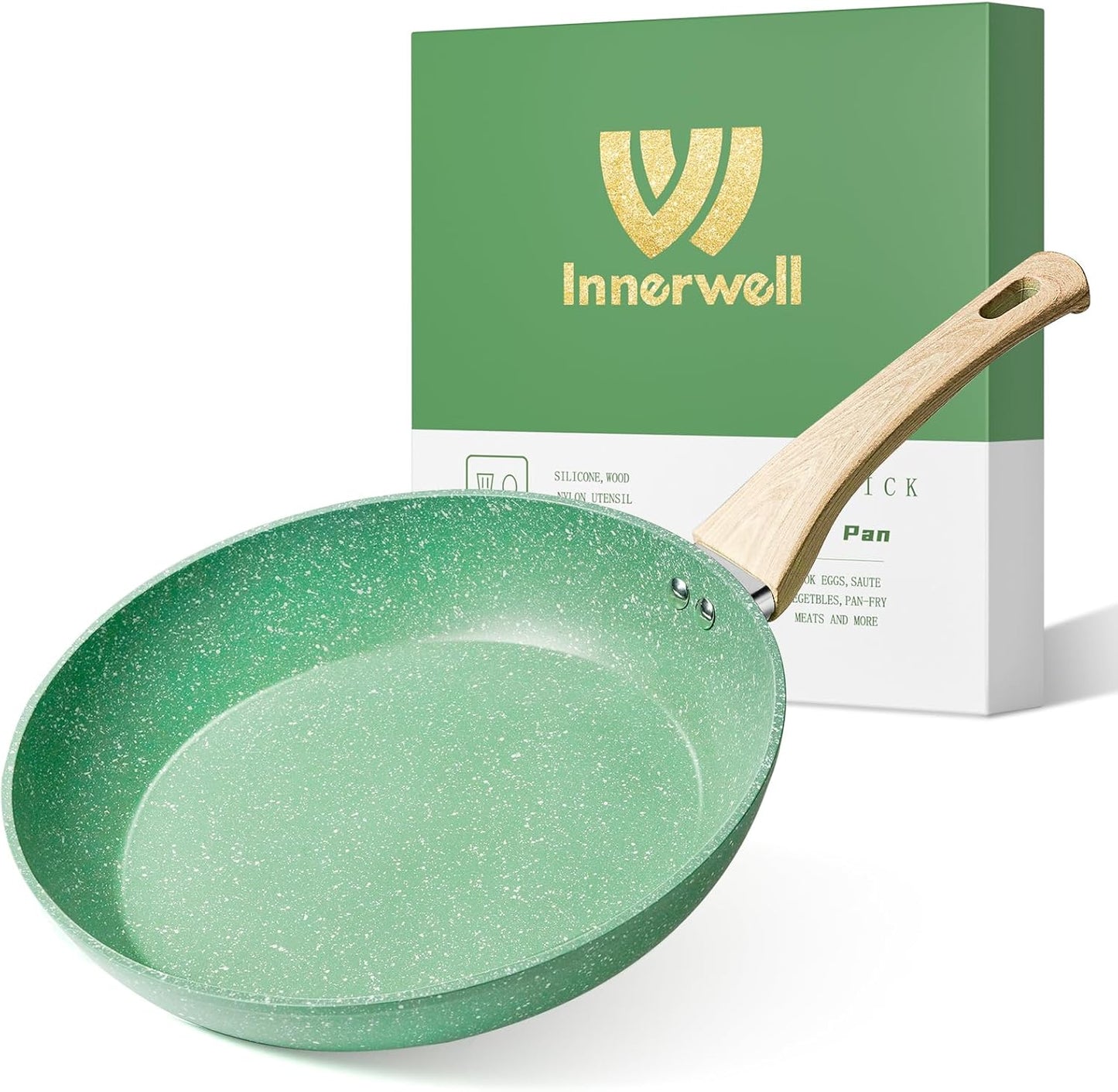 Innerwell Nonstick 11 Inch Skillet, Aluminum, Ergonomic Handle, Non-Toxic, Safe, Healthy, Easy Clean, Suitable for All Stovetops