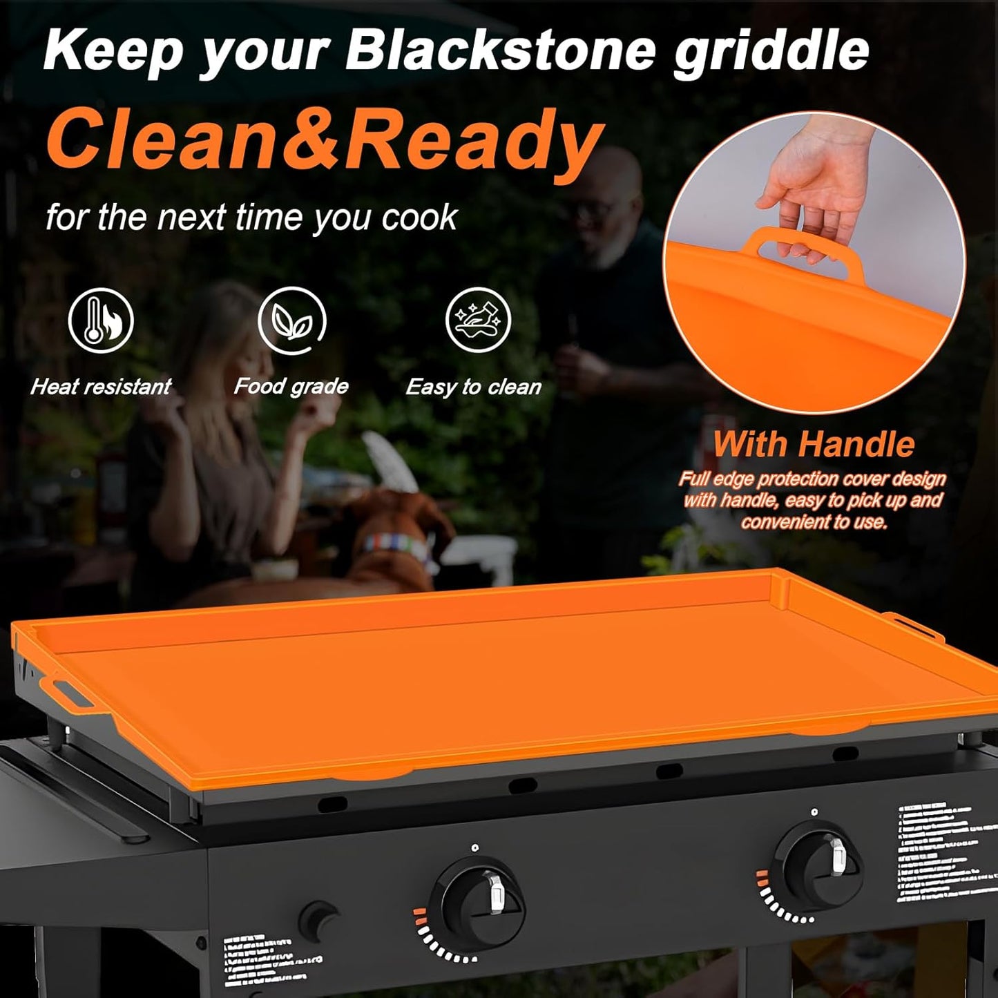 Griddle Cover Mat for Blackstone 36'' Food Grade Upgraded Silicone Griddle Mat Cover, Full Wrap-Around with Handle for Blackstone Accessories Prevent Dirt & Rust
