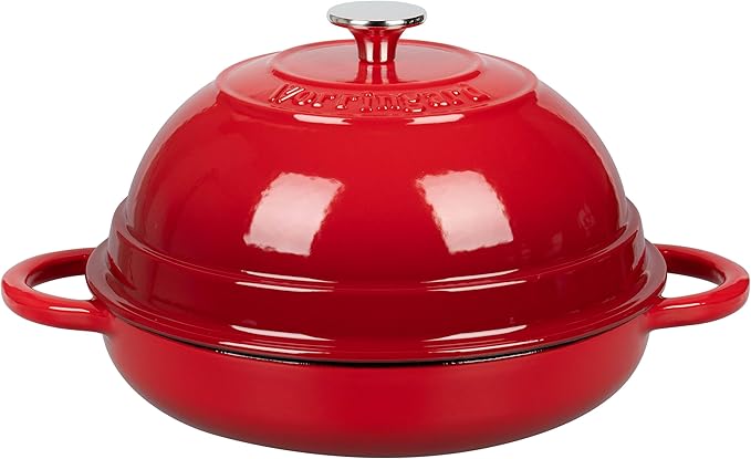 Cast Iron Enameled Dutch Oven Pot with Lid for Bread Baking, Bread Oven, 6 Quart, Red