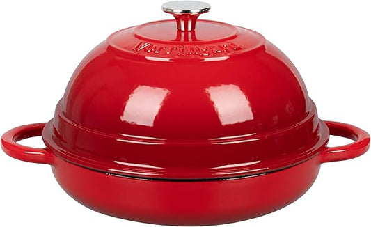 Cast Iron Enameled Dutch Oven Pot with Lid for Bread Baking, Bread Oven, 6 Quart, Red