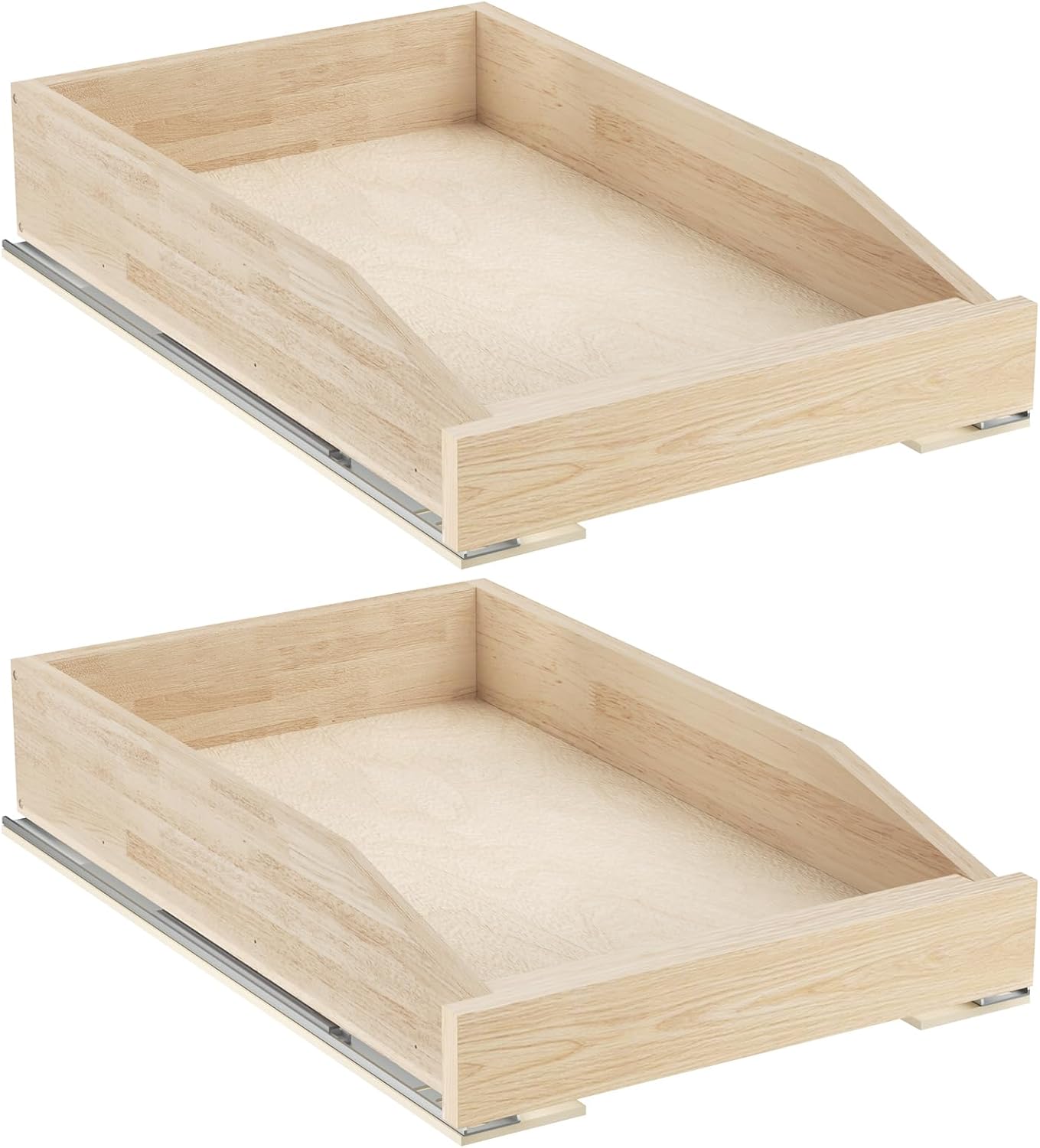 ROOMTEC Pull Out Cabinet Organizer with Soft Close, 13-1/2" W x 21" D, Pull Out Cabinet Drawer for Kitchen cabinets, Pull Out Cabinet Shelf, Finished, Bottom Assembly, 2PCS