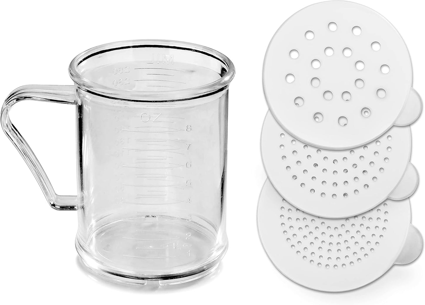 New Star Foodservice 22513 Plastic Dredge with 3 Snap-on Lid, Seasoning Sugar Spice Pepper Shaker, 10 OZ