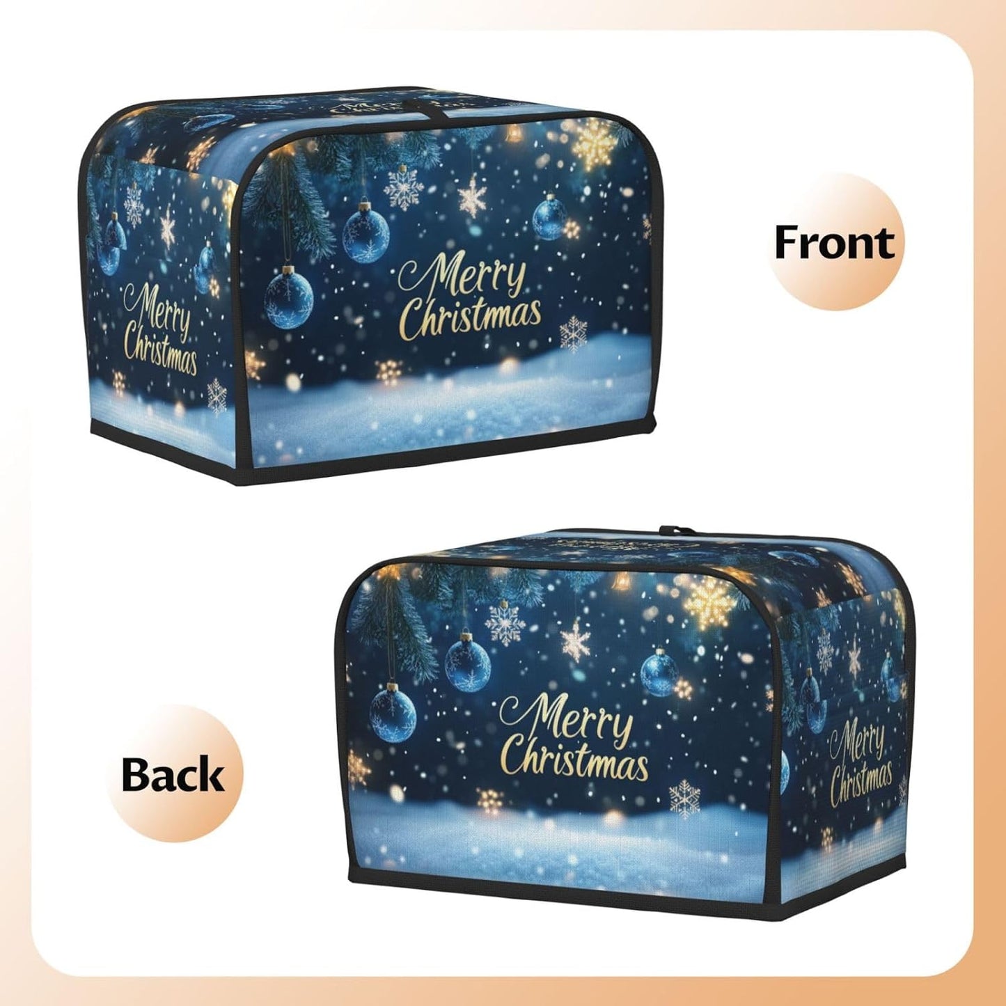 Toaster Cover 2 Slice Winter Snowflake Christmas Blue Ball Kitchen Small Appliance Covers with Pockets Dust and Fingerprint Protection
