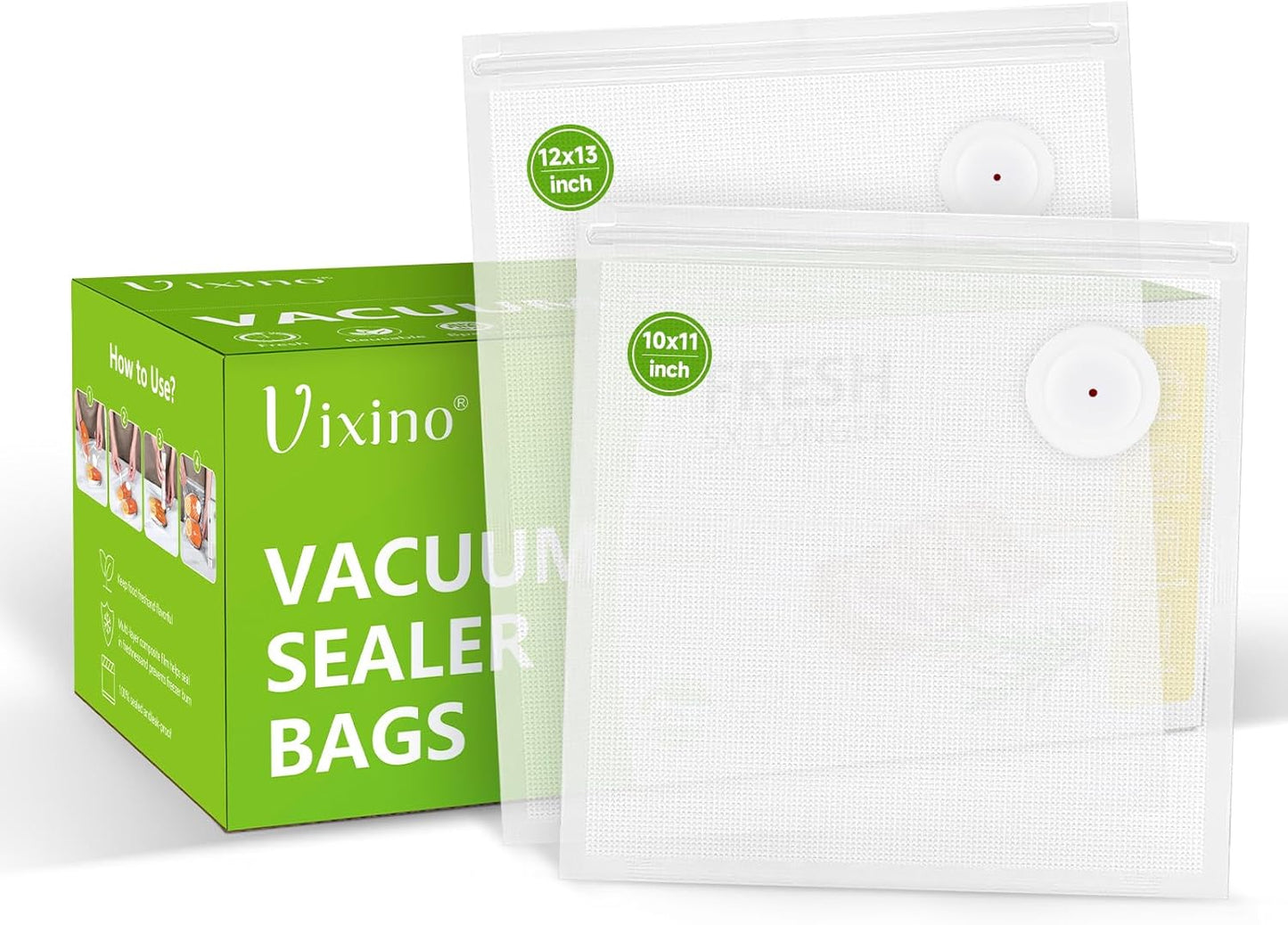 Vacuum Sealer Bags, 40 Reusable Vacuum Sealer Bags for Food Storage, BPA-Free, Meal Prep and Sous Vide Cooking,Works for Handheld Sealer and Vac Sealer Machine with External Vacuum Systems