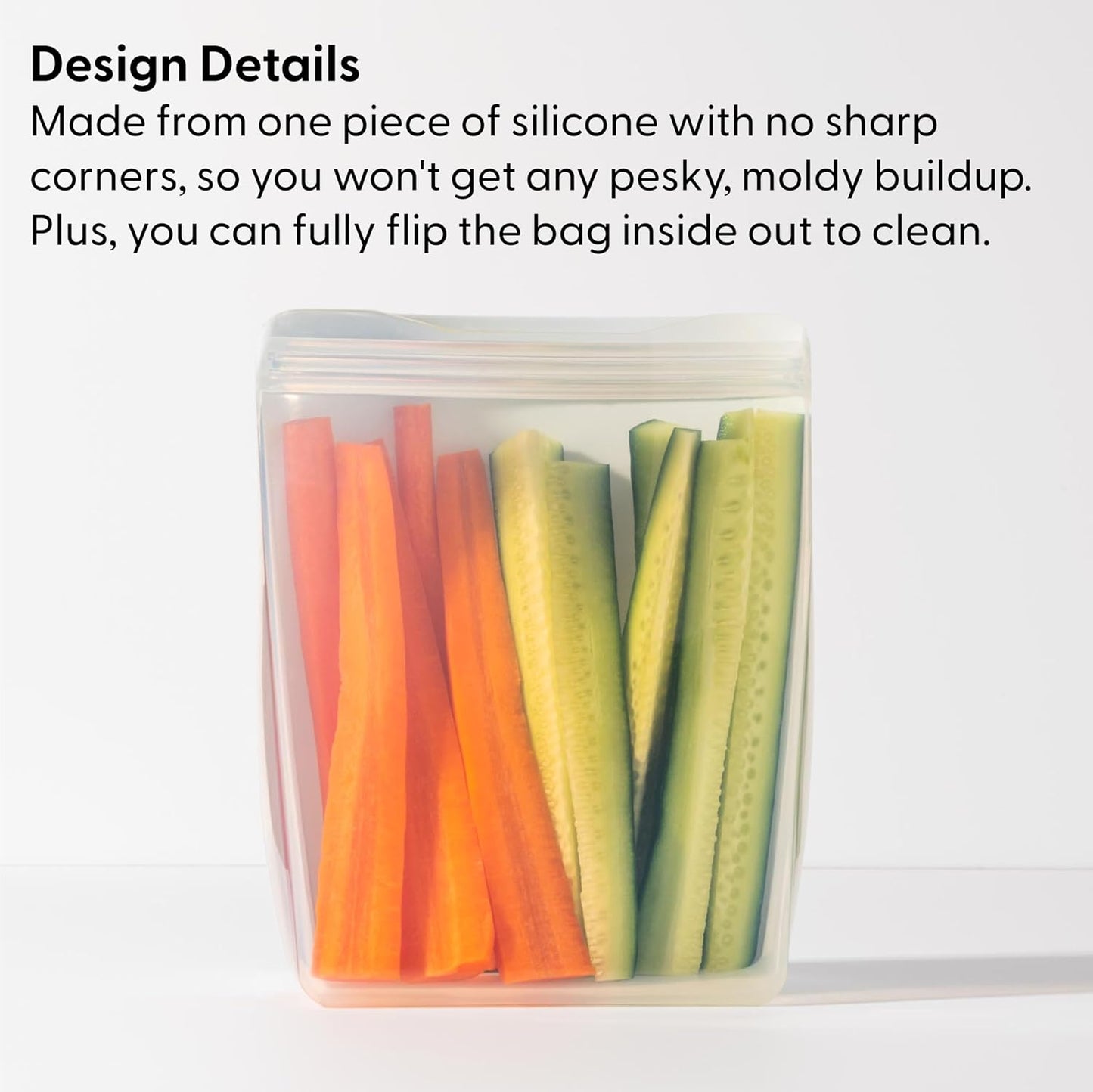 W&P Porter Silicone Reusable Storage Bag, Sandwich (36oz Stand-Up), Slate, Food Storage Container, Microwave and Dishwasher Safe, Easy Cleaning