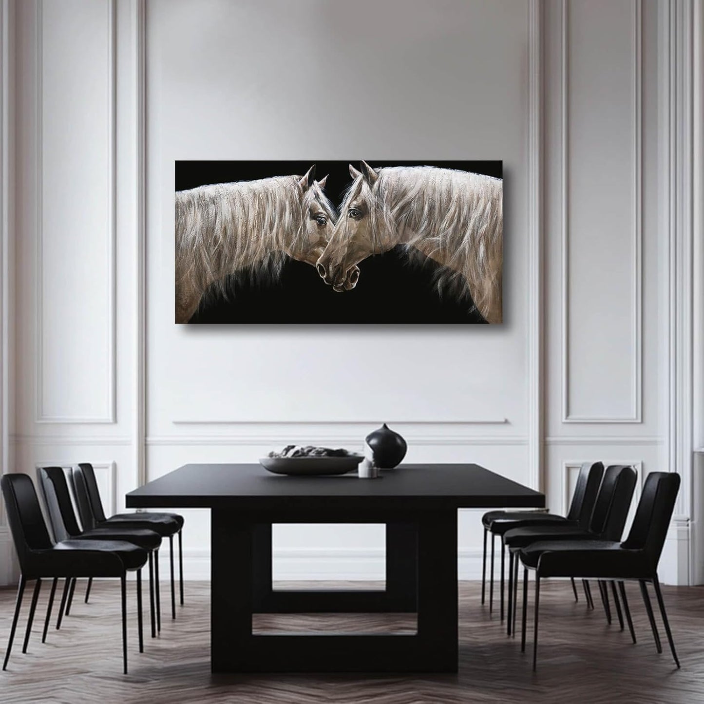 CHUDANHAO Horse Wall Art- White Pictures Animal Wall Decor Prints Artwork for Living Room Bedroom Home Office Wall Decorations 24"x48"