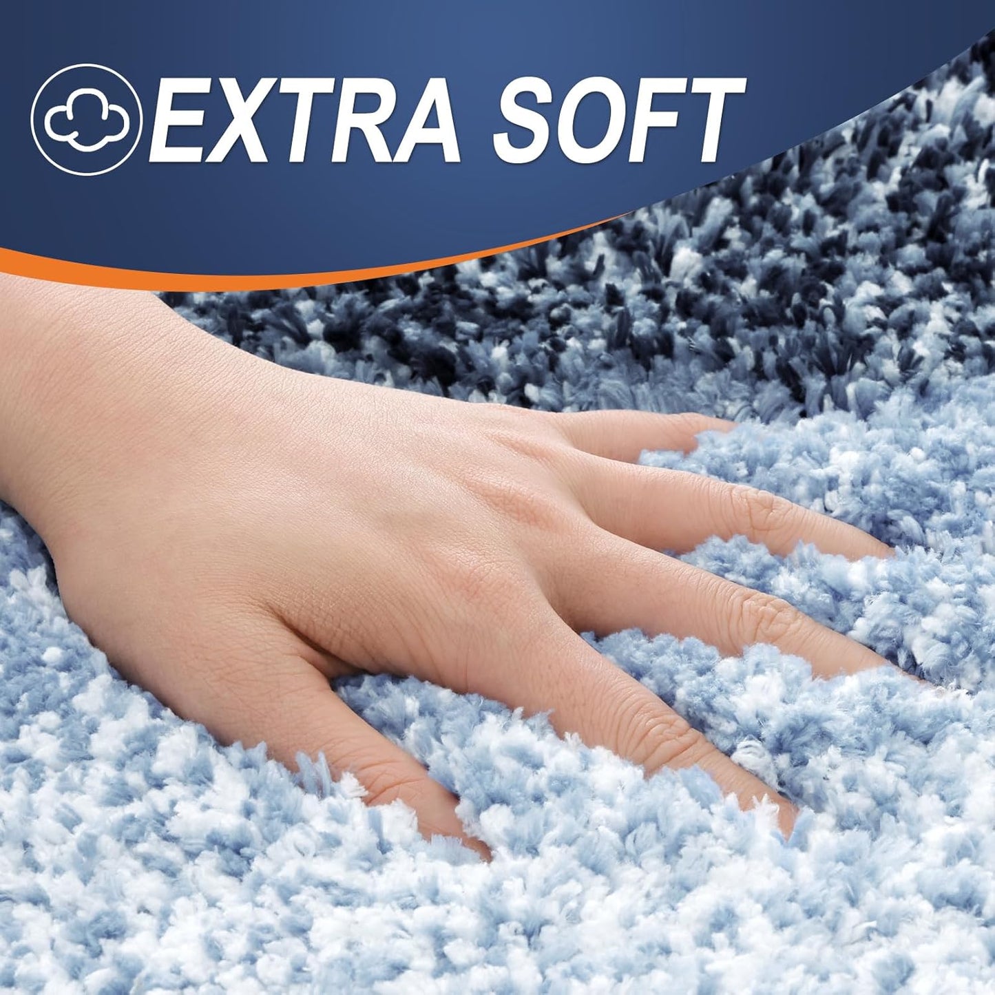 OLANLY Bathroom Rug Set 2 Piece, Soft Absorbent Microfiber Bath Rug Set, Non-Slip, Machine Wash Dry, Plush Shaggy Bath Mats for Bathroom (30"x20"+24"x16", Dark Blue)