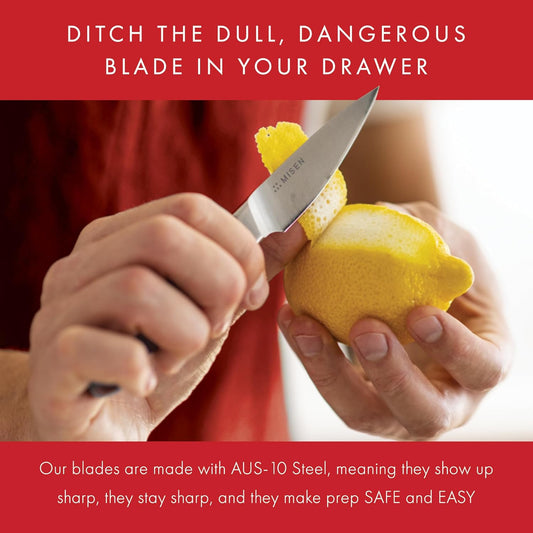 Misen 3.5" Paring Knife – Precision Kitchen Knife - High-Carbon Stainless Steel Blade – Ergonomic Handle for Peeling, Trimming, and Slicing – Lightweight, Versatile Tool for All Culinary Tasks - Red