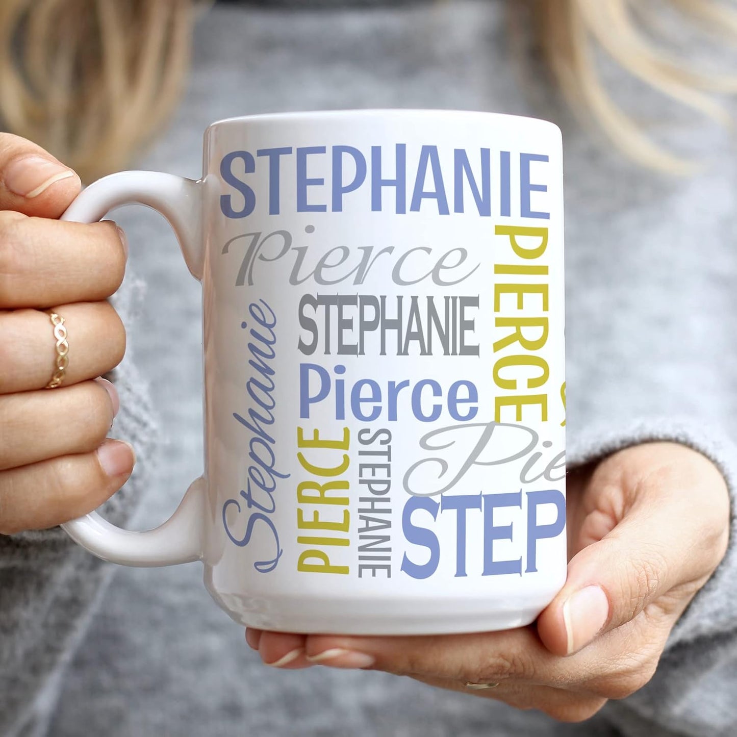 Let's Make Memories Personalized Your Name Signature Mug - Custom 15oz Coffee Mug - Stocking Stuffer - For Christmas - Teal/Green