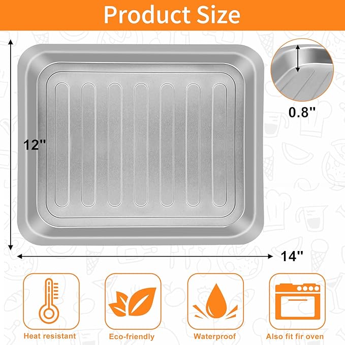Air Fryer Grill Pan for Emeril Lagasse Dual Zone 360 Air Fryer Oven 25 QT Extra Large, 14''×12'' Steel Air Fryer Tray Accessories Grill Plate Crisper Plate Grill Pan Replacement Parts Rack