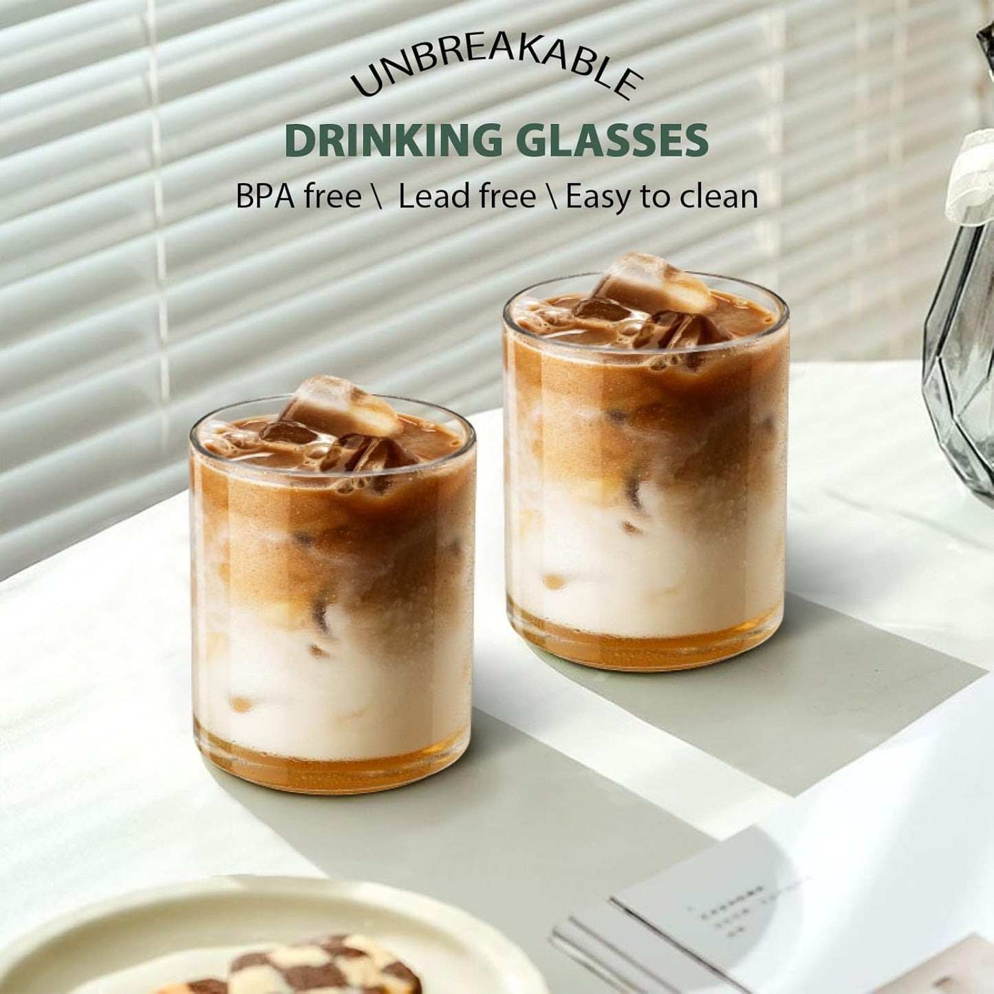 12 Oz Plastic Whiskey Glasses Set of 12, Unbreakable Old Fashioned Glass, Clear Plastic Cocktail Glasses, Plastic Tumblers Reusable Plastic Cups for Bourbon Juice,Dishwasher-safe, BPA-free