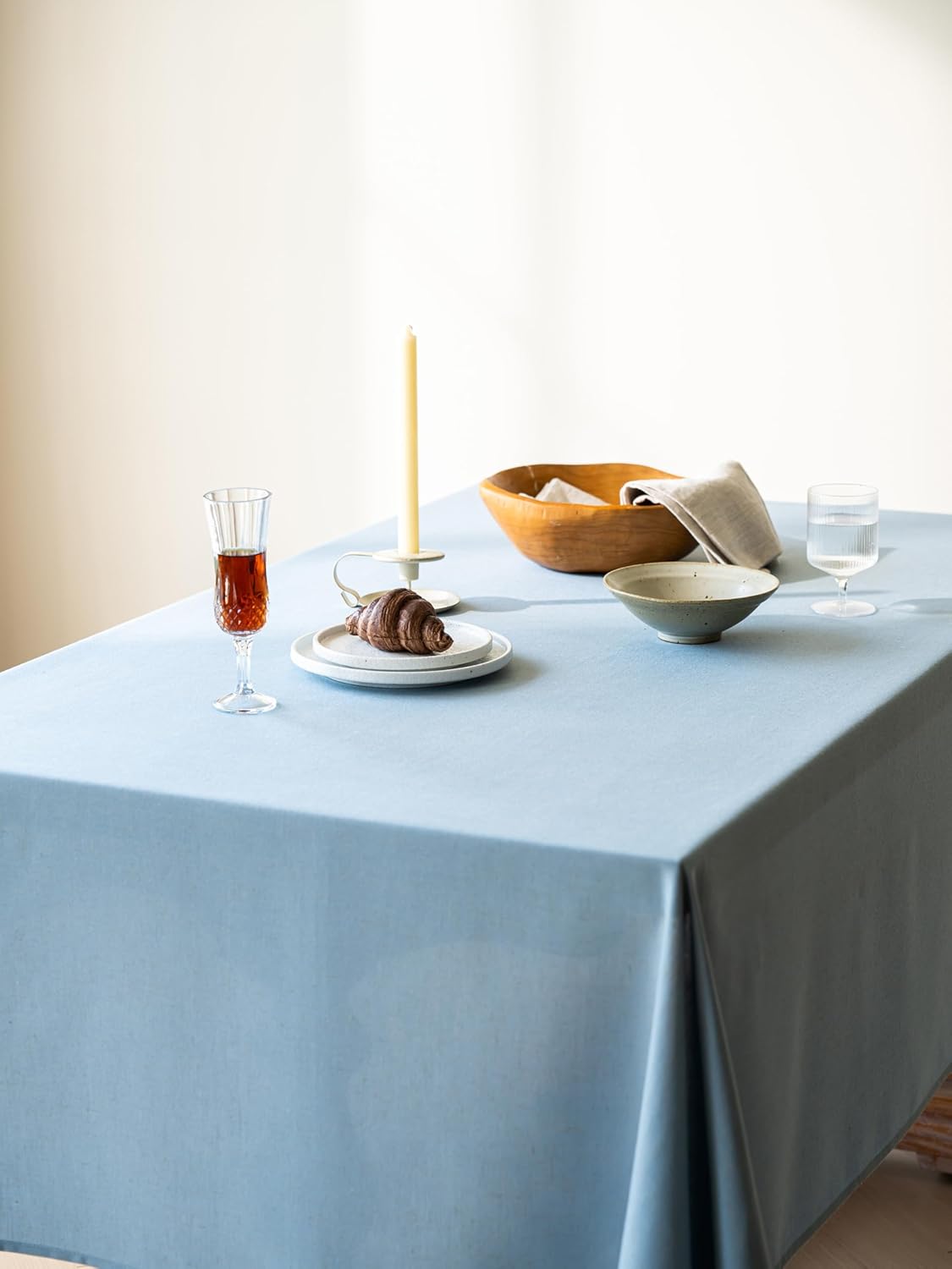 Blue Linen Table Cloths for Rectangle Tables Farmhouse Neutral Tablecloth Rectangular Kitchen Decoration Dining Table Cover Washable 60x132