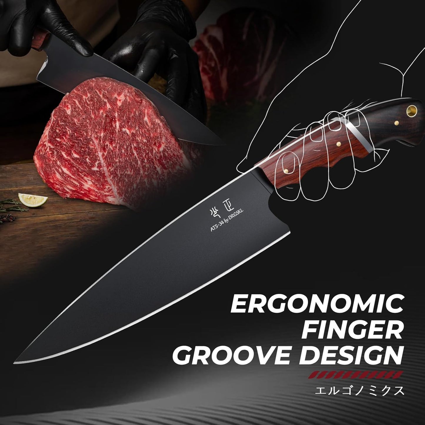 Kitchen Knife Set with Bag - 6 PCS Chef Knife Set - Cleaver, Boning, Fillet, Santoku, Kitchent Utility Knife, Chef Knife with Full Tang Wooden Handle, Butcher Knife Set for Men, Ideal Gift