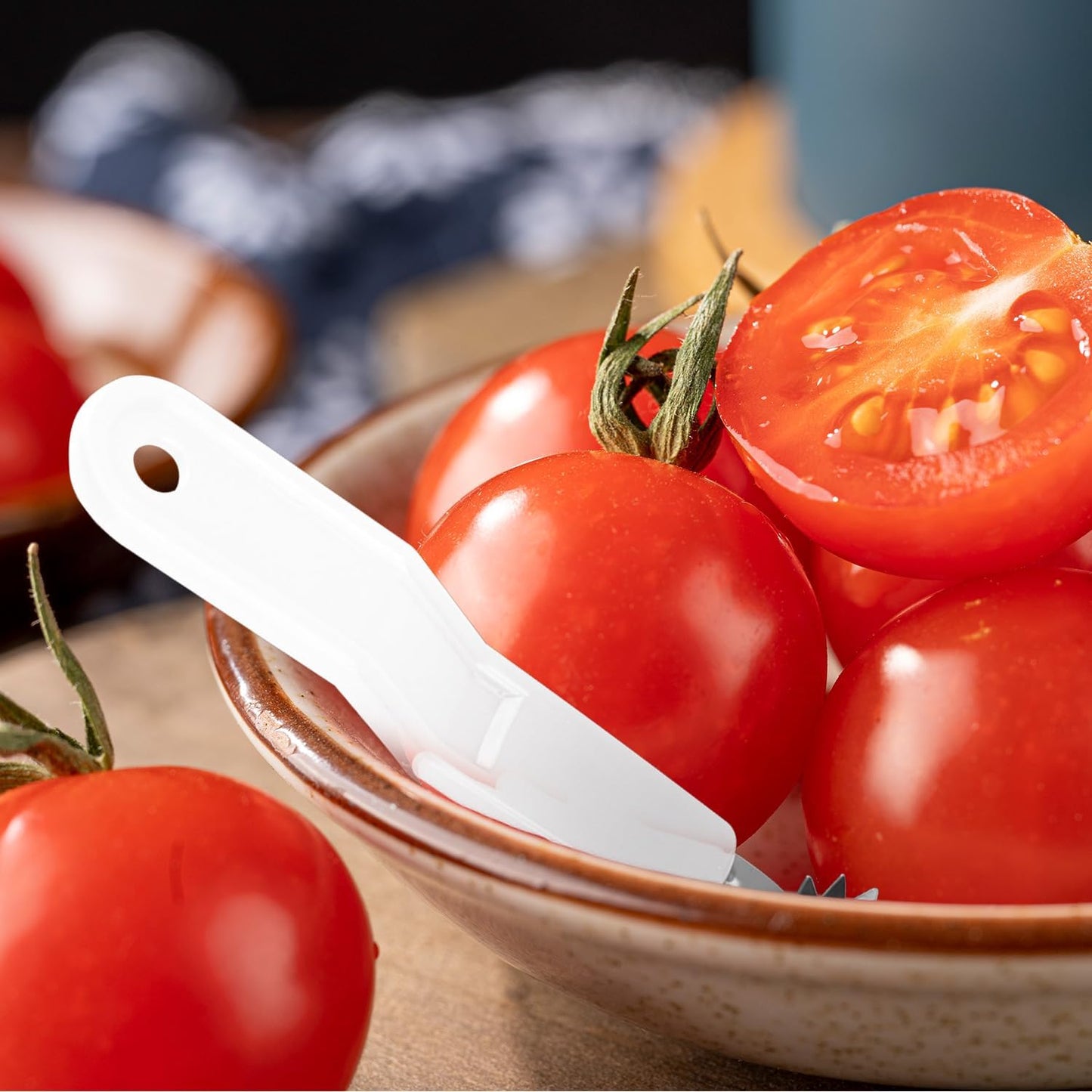 8pcs Stainless Steel Fruit Corer Tool, Tomato Strawberry Huller Vegetable Stem Remover Kitchen Gadget for Easy Fruit Balling (White)