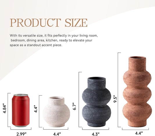 Ceramic Vase Home Table Decor - Flower Vase Set of 3 Living Room Kitchen Decorations Farmhouse Modern Rustic Vases Decorative Centerpiece for Shelf Bedroom Office Bathroom Dining Coffee Desk