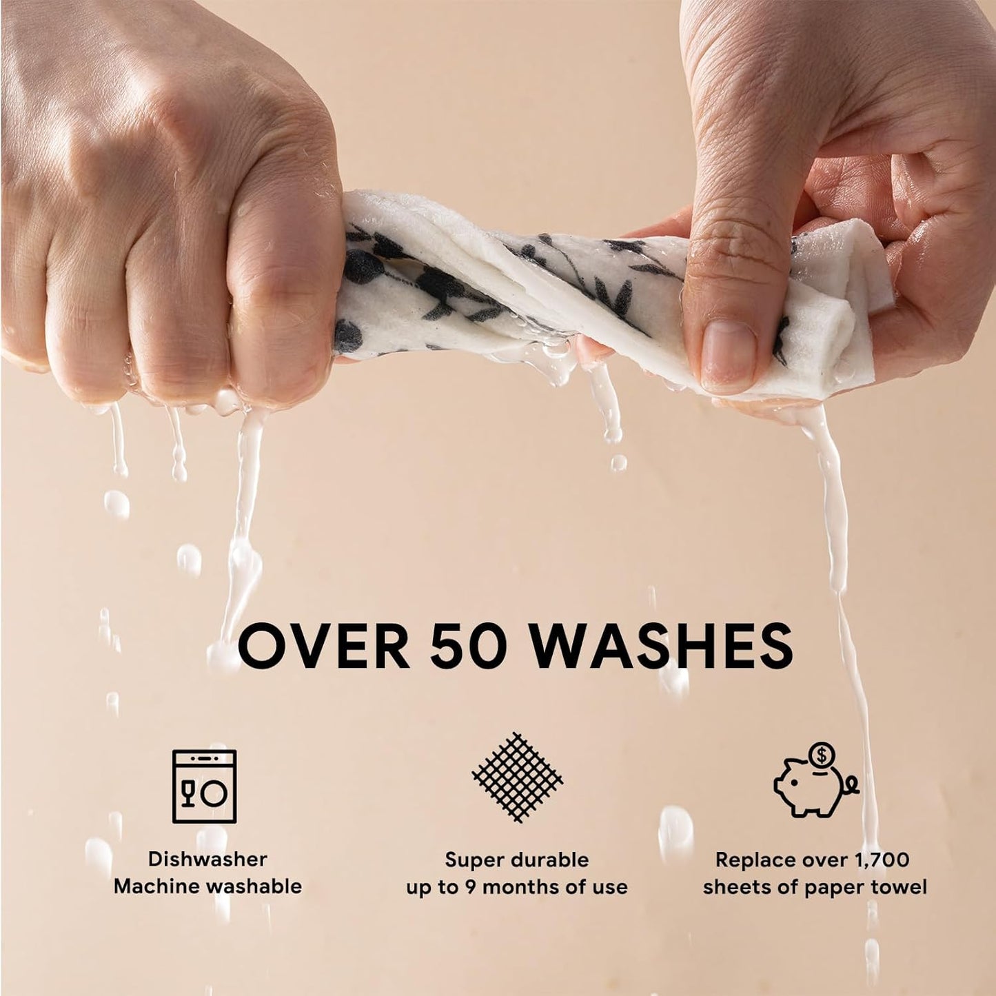 RECYCO Swedish Dishcloths for Kitchen | 5 Pack Geometric Washable Dish Rags | Cellulose Reusable Cleaning Paper Towels | Absorbent Counter Dish Cloth Sponge Kitchen Wipes, 8" L x 7" W