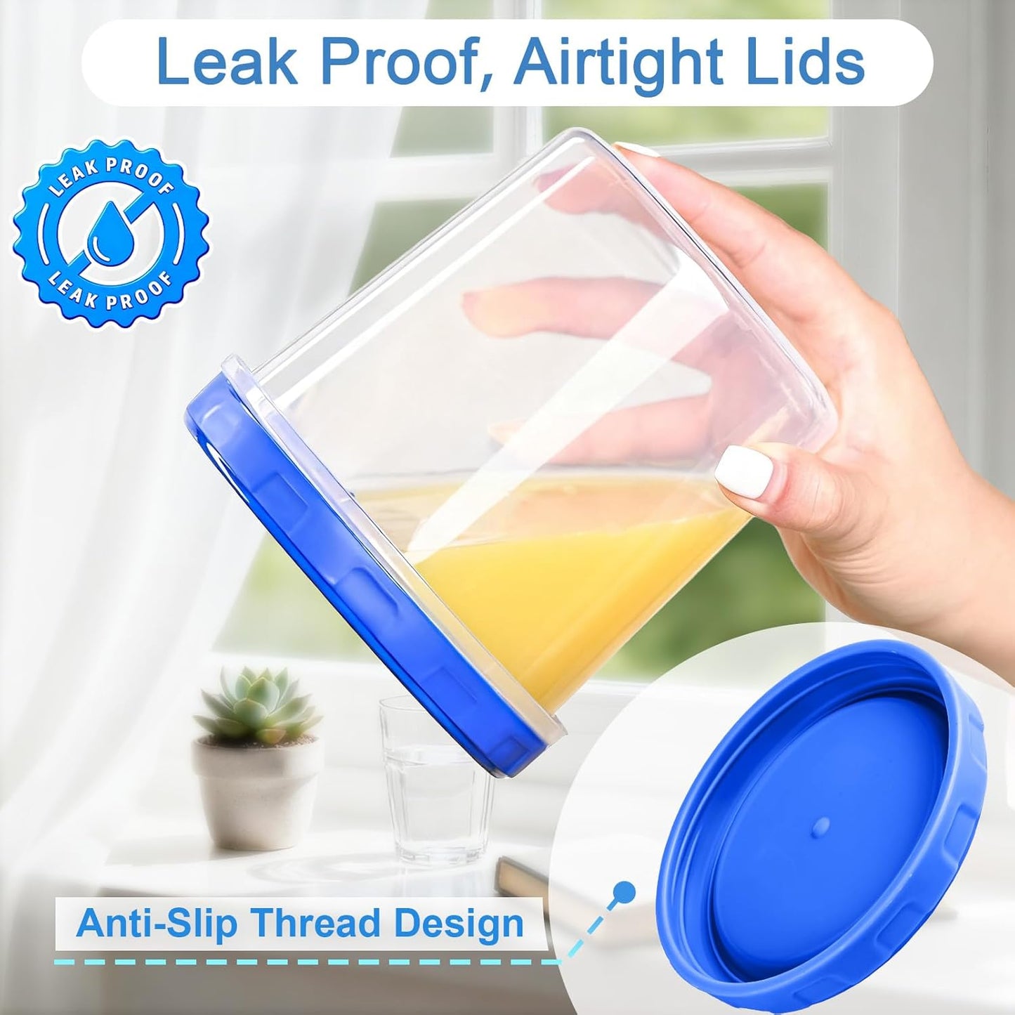 12 Pcs 32 oz Freezer Storage Containers for Soup, Plastic Containers with Screw Top Lids, Reusable Clear Food Storage Containers with Pen and Brush, Microwave & Dishwasher Safe