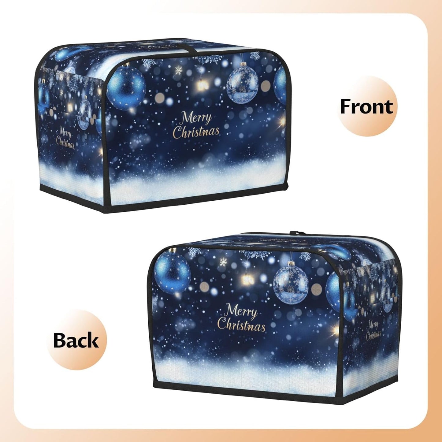 Toaster Cover 2 Slice Christmas Ball Blue Snow Winter Kitchen Small Appliance Covers with Pockets Dust and Fingerprint Protection