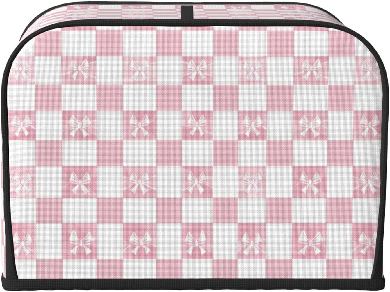 Toaster Cover 4 Slice Pink Check Bow Pattern Kitchen Small Appliance Covers with Pockets Dust and Fingerprint Protection
