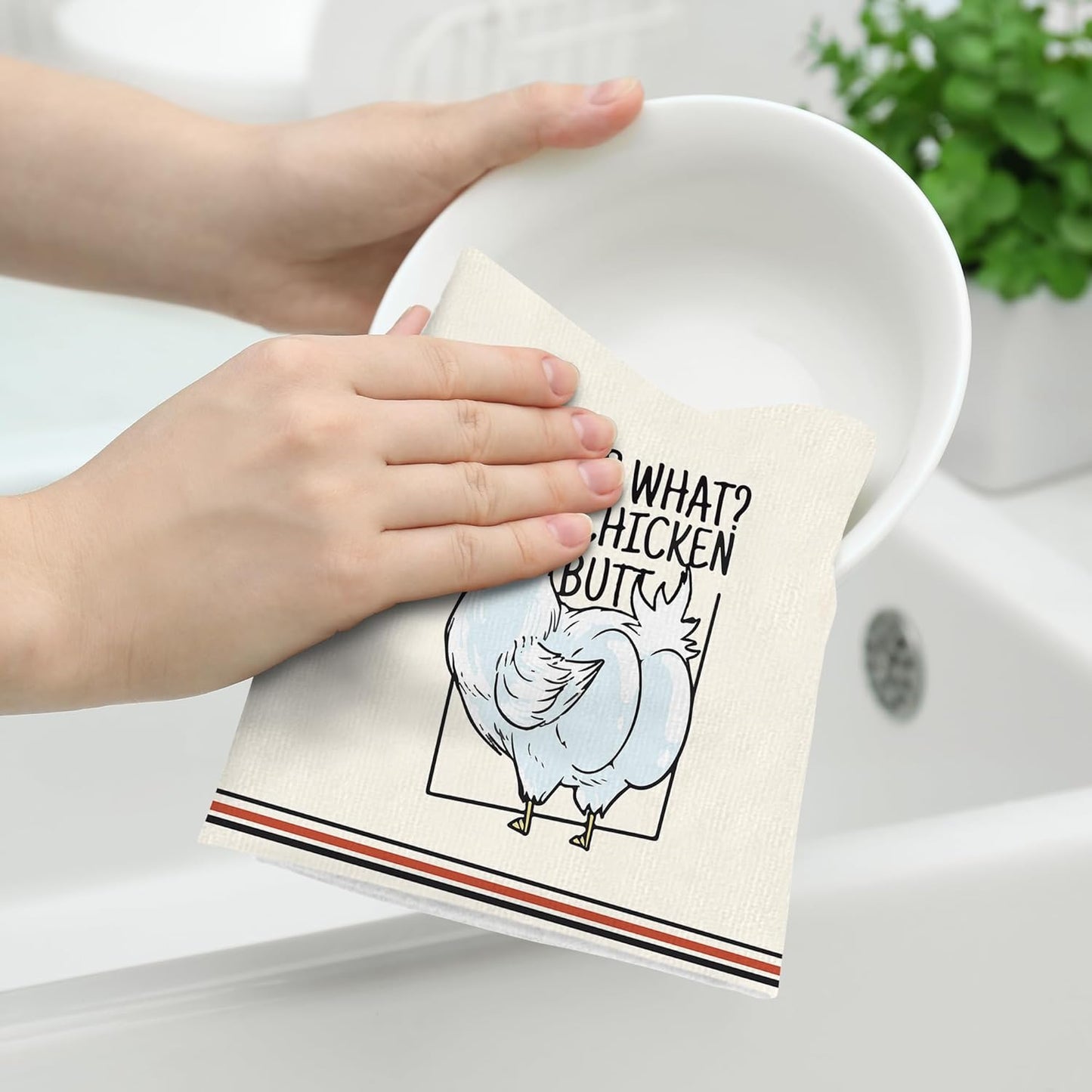 Cukemip Funny Chicken Kitchen Towels Decorative Set, Funny Dish Towels Tea Towels Set of 2, Absorbent Farmhouse Hand Towels for Kitchen Drying, Housewarming Gifts for Chicken Lovers